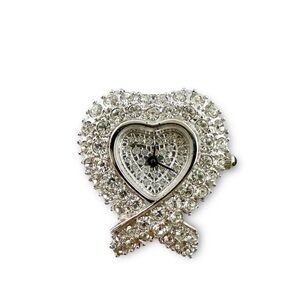 CENERE Clear Rhinestone Heart Watch Case No Strap AS IS UNTESTED